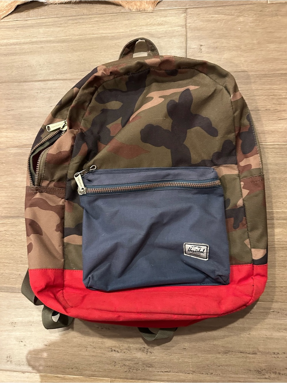 Herschel Supply Company Camo Backpack with Navy Pocket and Red Base